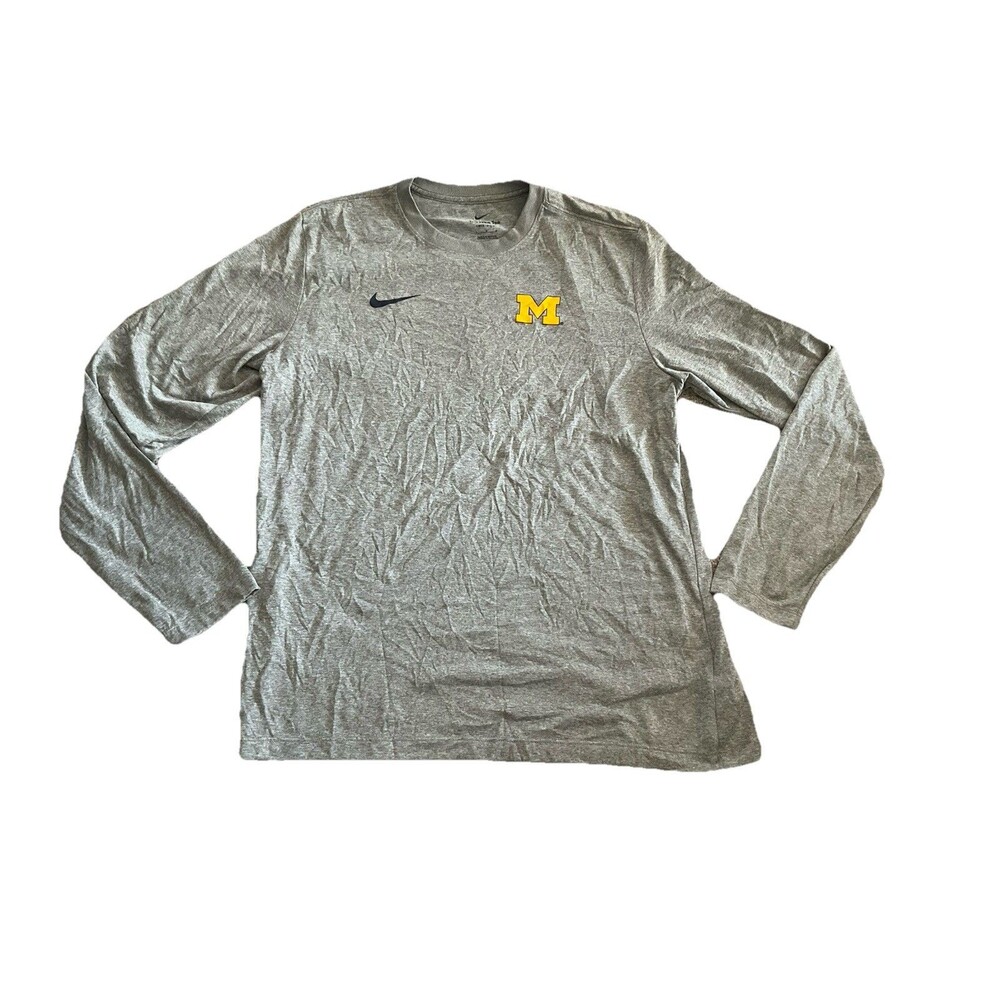 Nike Michigan Wolverines Tee Shirt Dri-Fit Long Sleeve  Large
